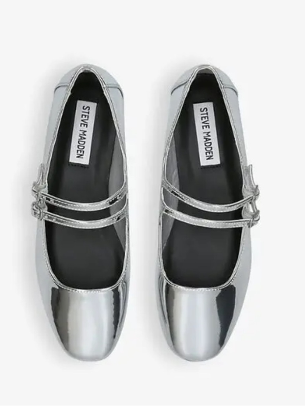Steve Madden Alisah Silver/metalic Double-Strap Mary Jane Flats